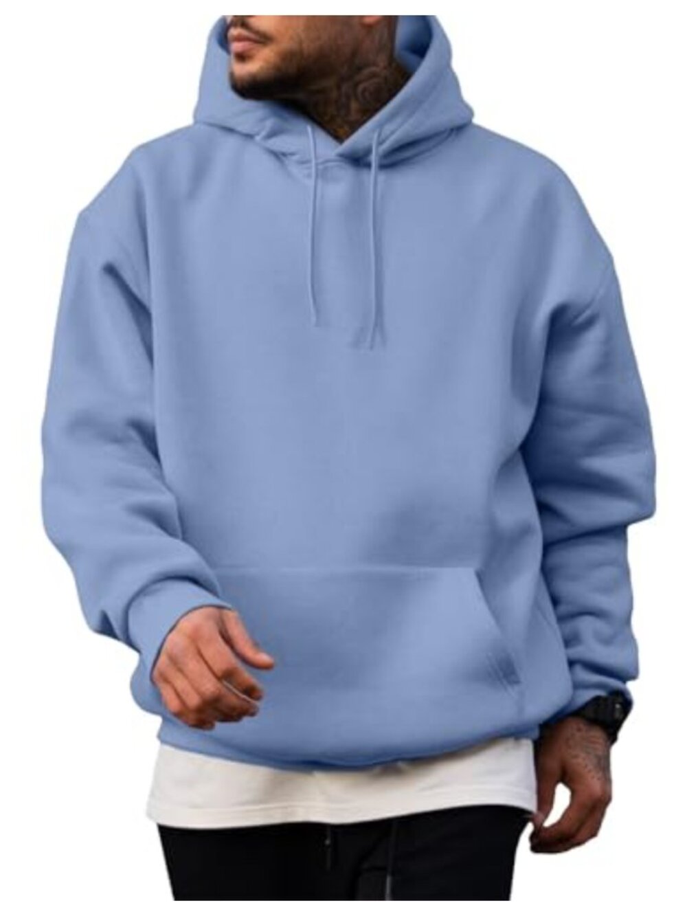 Mens Hoodie Long Sleeve Drawstring Kangaroo Pocket Casual Sweatshirt